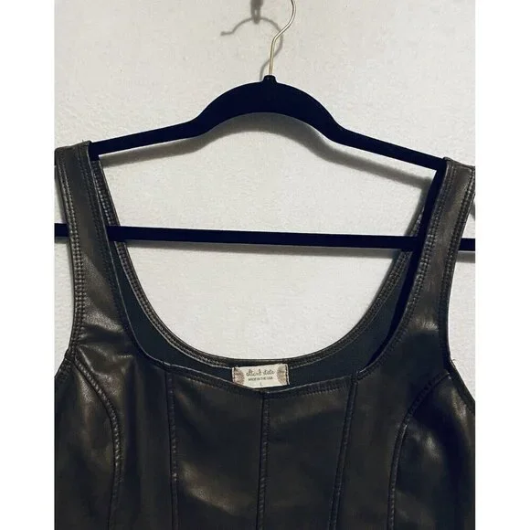 Altard State Top Womens Large Brown Vegan Leather Corset Crop Boho Festival - Picture 3 of 8